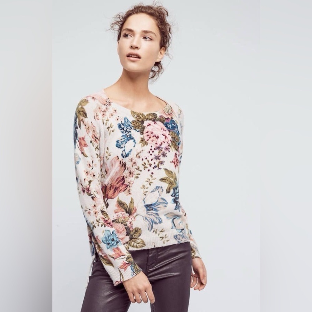 Angel of the North Winter Bouquet Wool Cotton Cashmere Pullover Sweater - SMALL